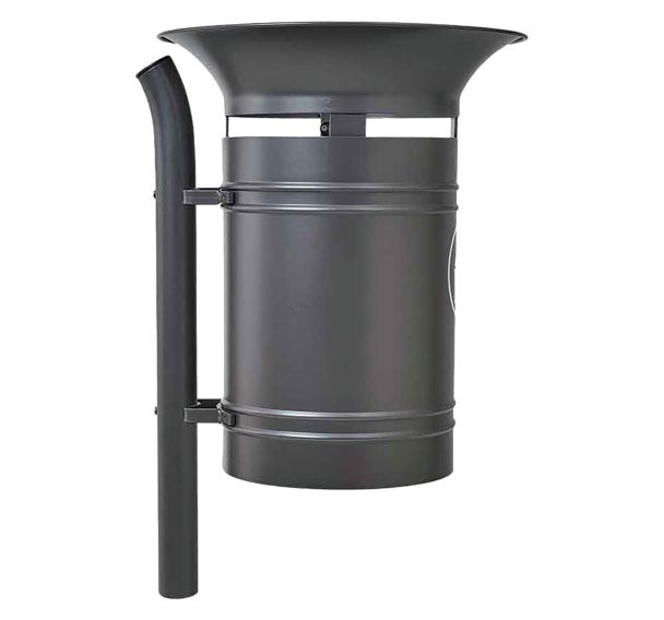Poubelle Vanoise 40 L sur poteau avec seau - Procity