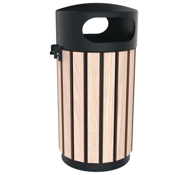 Poubelle ZELINE couvercle lames bois/métal - BUTON DESIGN