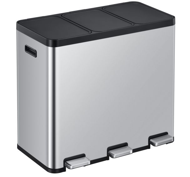 Poubelle à pédale Tri-sélectif Essential 20+20+20 L, EKO gris