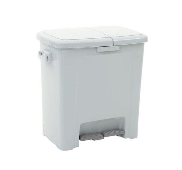 Poubelle à pédale double Dustbin 45L Plastique Gris