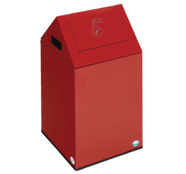 Poubelle acier rouge à trappe basculante PWK 40S - Var