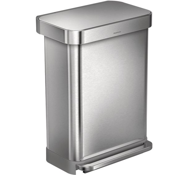 Poubelle avec Liner Pocket 55L, Simpele Human argent