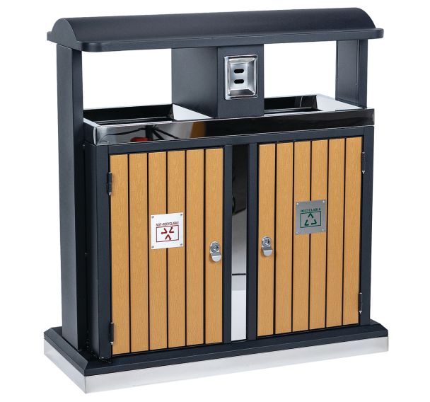 Poubelle d'extérieur tri sélectif - 2 x 50 L