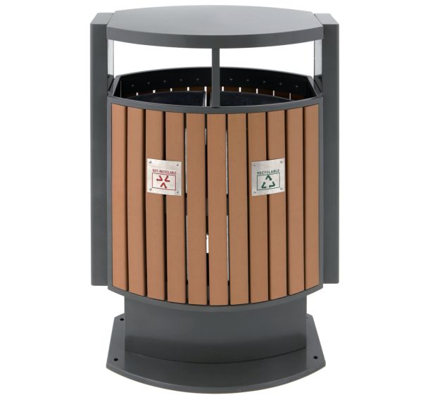 Poubelle d'extérieur tri sélectif Look au bois 2x39L