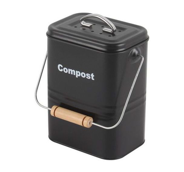 Poubelle de compostage avec filtre charbon noir - 3L - Noir