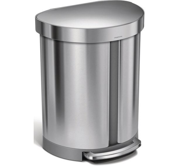 Poubelle demi-ronde à capteur 45L, Simpele Human argent
