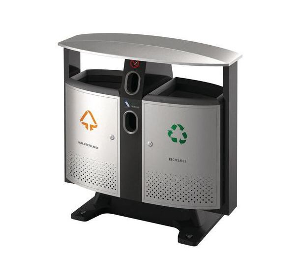 Poubelle d'extérieur Design  piles et tri sélectif - 2 X 39 L
