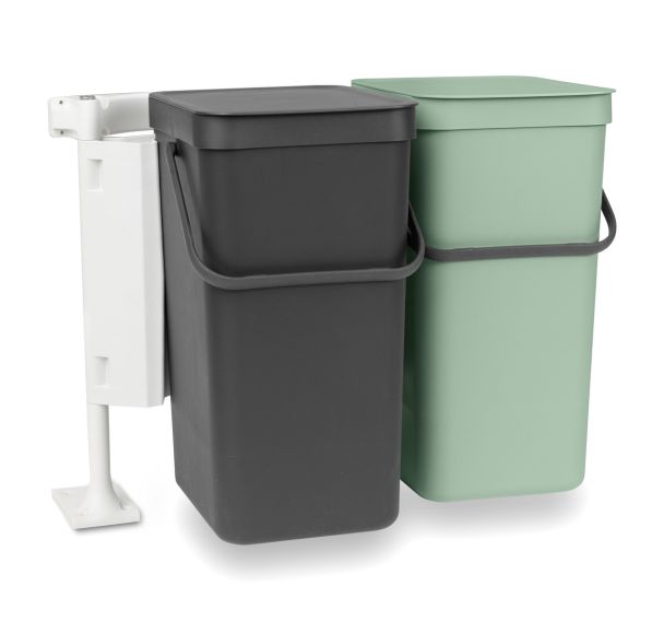 Poubelle encastrable Sort&Go 2x16L, Brabantia, Gris/Jade