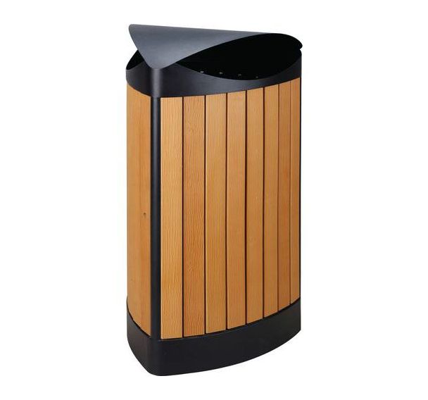 Poubelle extérieur triangle au finition 'wood look' 60L