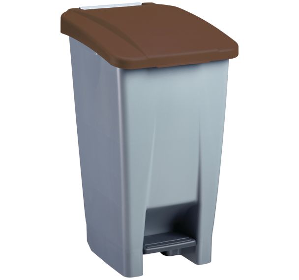 Poubelle mobile à pédale Mobily Green 60 L - Gris/Marron
