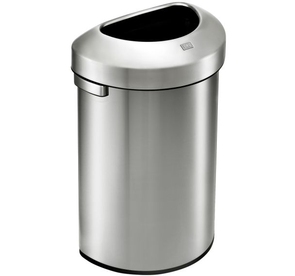 Poubelle open top demi-ronde Urban 80 L, EKO inox mat