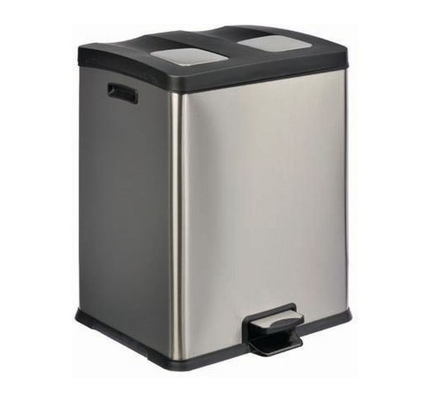 Poubelle pédale tri sélectif Multiflux - Brossé - 2X30 L