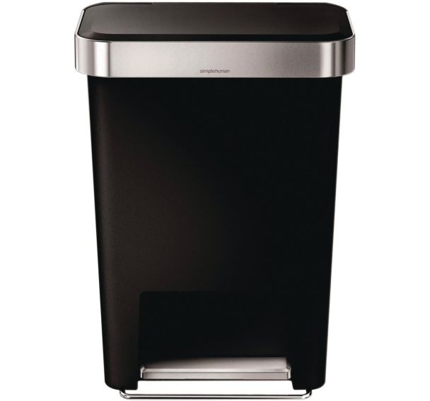 Poubelle rectangulaire 45L, Simpele Human Couleur: noir