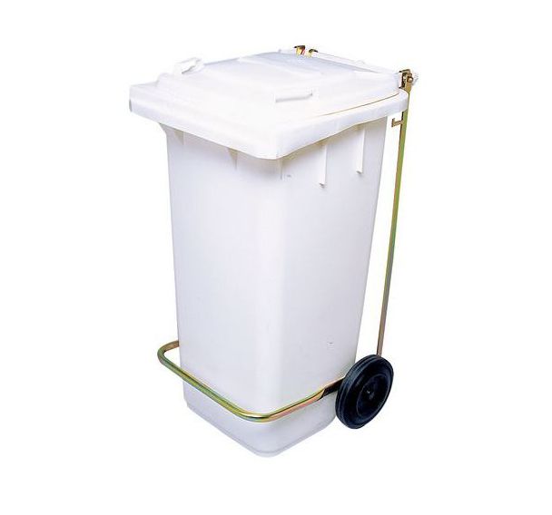 Poubelle roulante blanche 120 litres