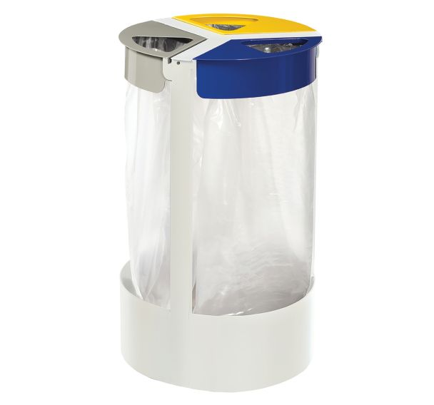 Poubelle sur pied 3 x 45 L - Citwin essentiel blanc/gris/bleu outremer/jaune