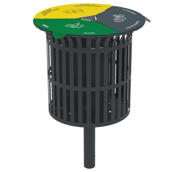 Poubelle tri CERKY 3 x 60 L ajouré gris 7016 - verre/papier/déchets