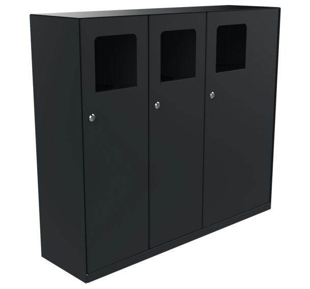 Poubelle tri TRIVY 2 x 50 L + 100 L métal gris 7016 - stickers