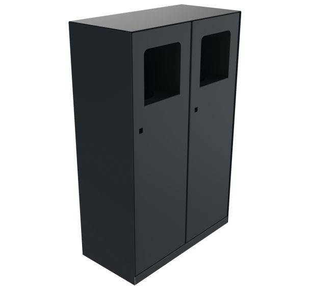 Poubelle tri TRIVY 2 x 50 L métal gris 7016 + 3 stickers