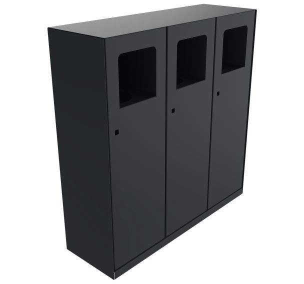 Poubelle tri TRIVY 3 x 50 L métal gris 7016 + 3 stickers