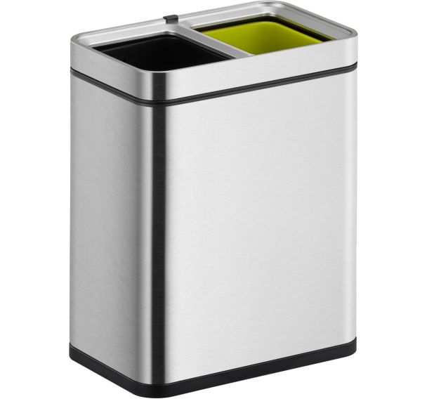 Poubelle tri sélectif duo Open Top Laguna Slim - 10L - Inox