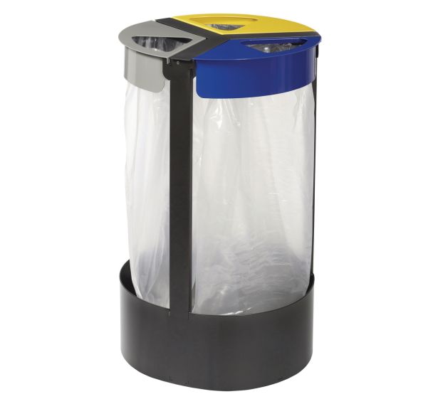 Poubelle tri sélectif sur pied 3x45l - Citwin premium- gris /bleu /jaune