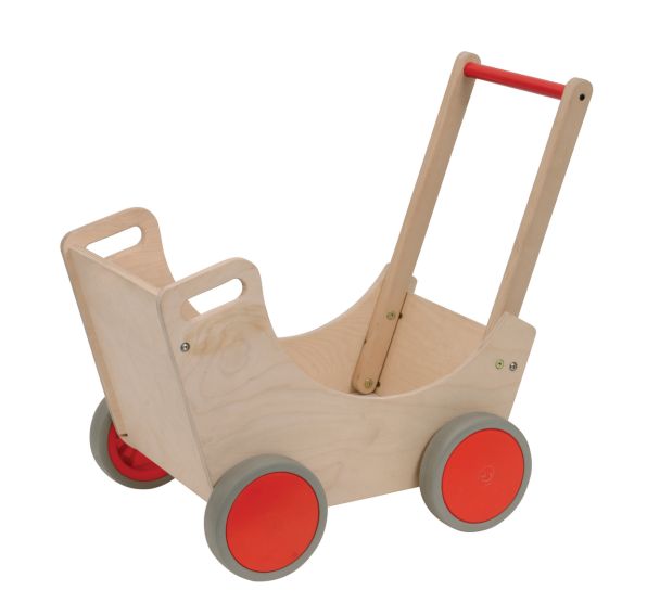 Poussette de poupée en bois