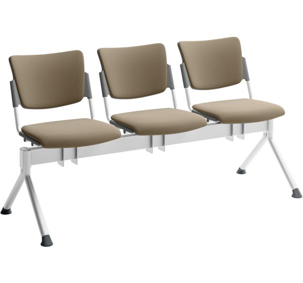 Poutre campus tapissée écocuir pour visiteur - 3 places - Quadrifoglio