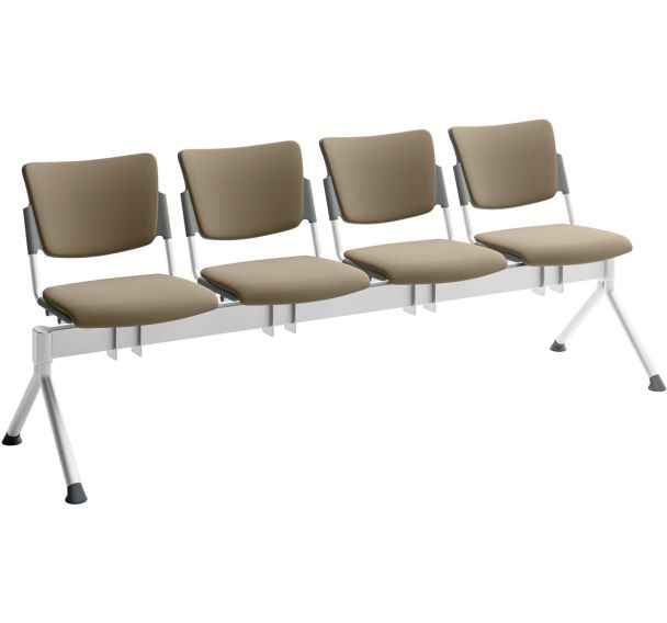 Poutre campus tapissée écocuir pour visiteur - 4 places - Quadrifoglio