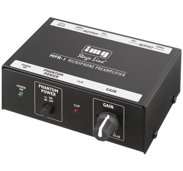 Préampli Microphone Alimentation fantôme commutable Stage Line MPR-1