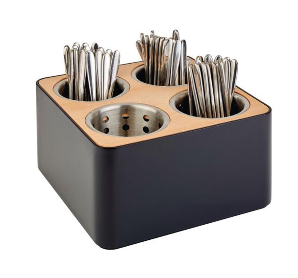 Présentoir à couverts en inox noir