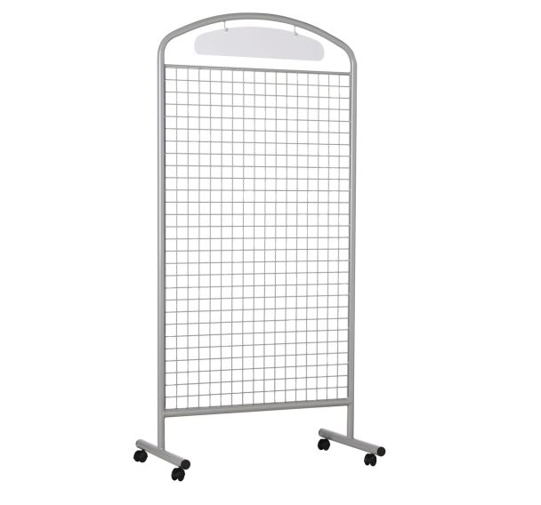 Présentoir grille treillis cadre métal sur roulettes