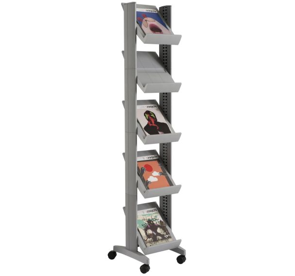 Présentoir mobile Eco triple face coloris gris/alu