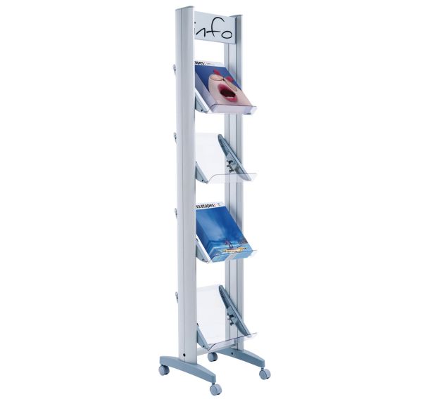 Présentoir mobile avec tablette métal ou plexiglass Paperflow