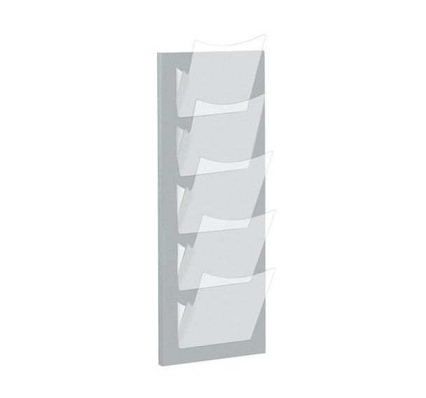 Présentoir mural Nova X - 5 cases - Pour format :A4-Argent