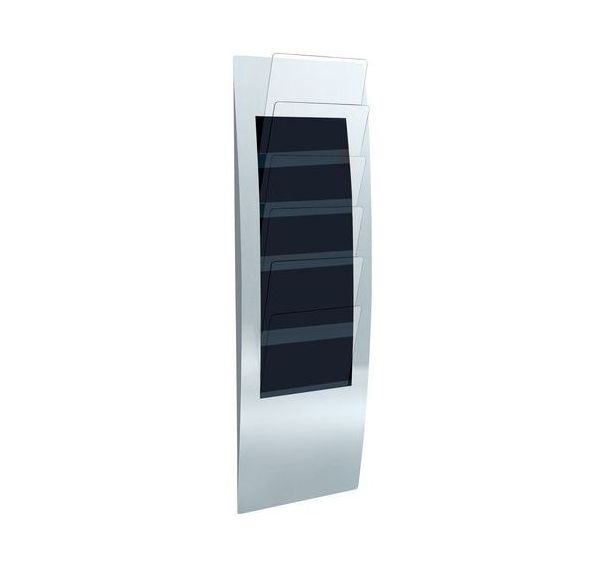 Présentoir mural Varia - 6 cases - format :A4, A5 et 1/3 A4 - Argent