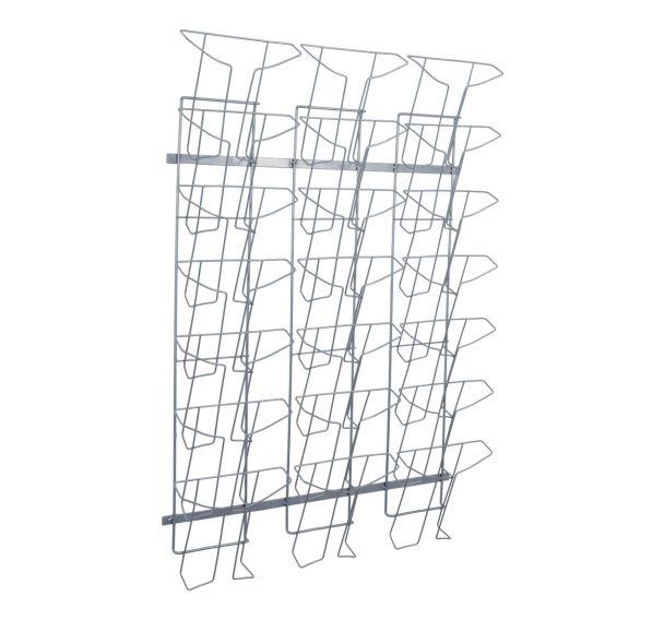Présentoir mural en fil métal 21 compartiments A4 gris métal