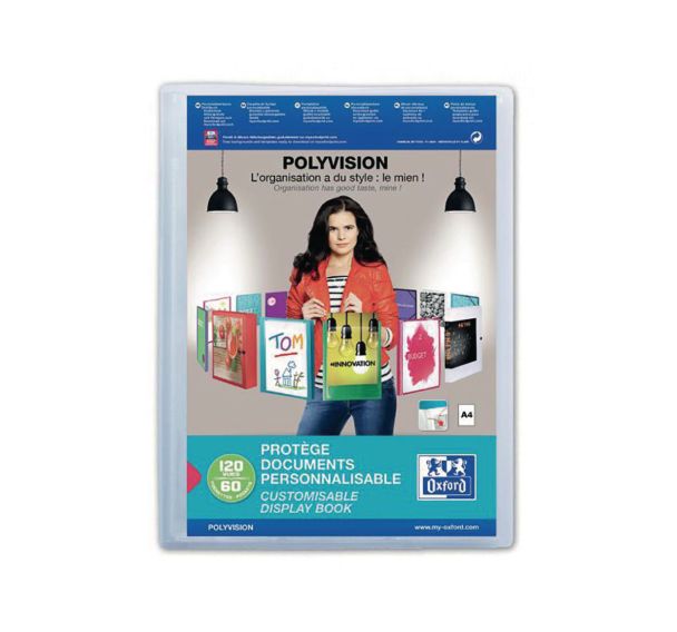 Protège-Documents Polyvision A4 120 vues / 60 pochettes Couverture Polypro Incolore