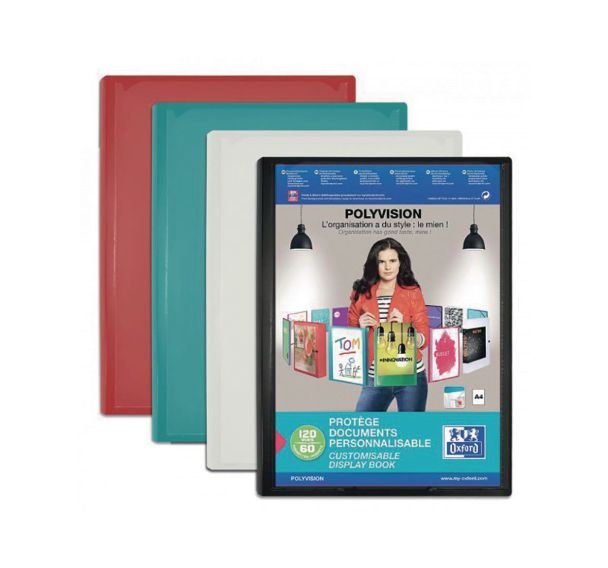 Protège-Documents Polyvision A4 120 vues / 60 pochettes Couverture Polypro Opaque Coloris Assortis