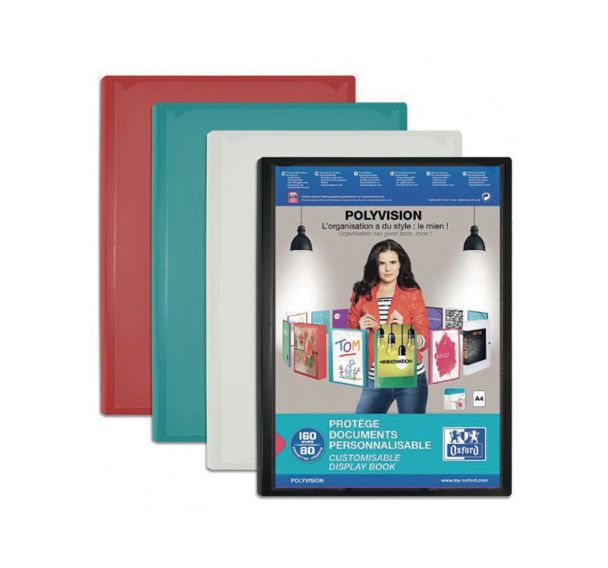 Protège-Documents Polyvision A4 160 vues / 80 pochettes Couverture Polypro Opaque Coloris Assortis