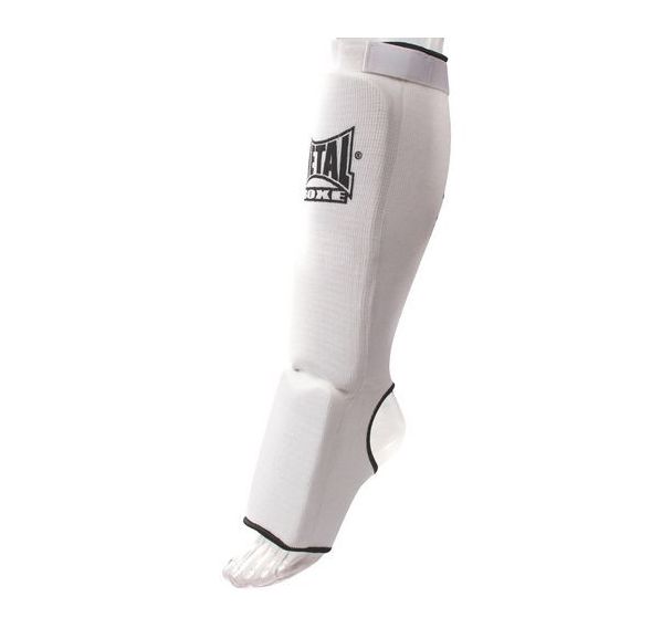 Protège Tibia + Pied Coton Métal Boxe Elast Blanc
