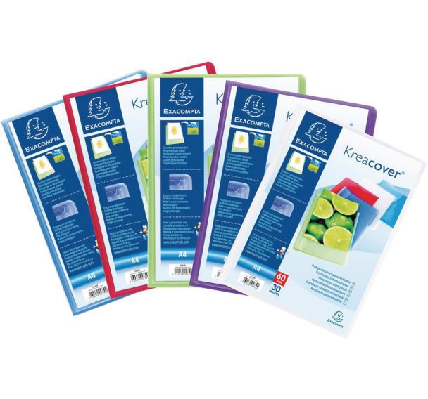 Protège document semi rigide Kreacover A4 60 vues - Lot de 12