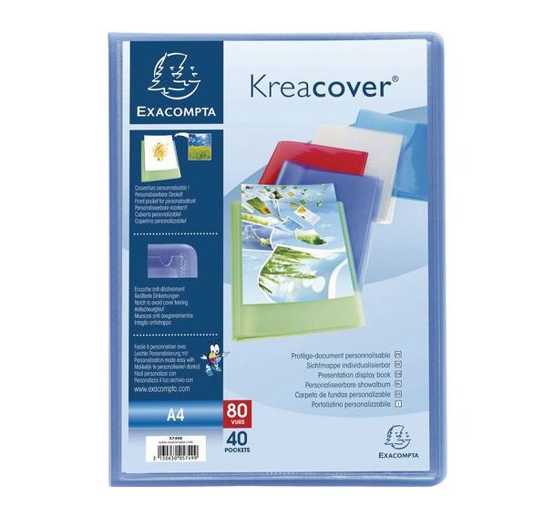 Protège document semi rigide Kreacover A4 80 vues - Lot de 10