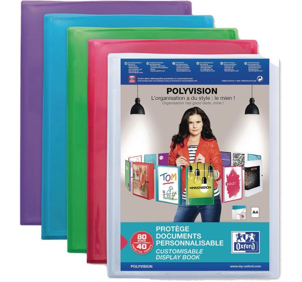 Protège documents polyvision A4 Polypro assorti - Oxford