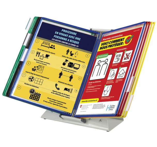 Pupitre antimicrobien - A4 - 10 poches - assorti