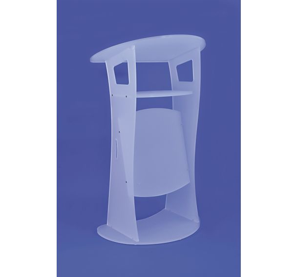 Pupitre de conférence design plexiglas dépoli plateau 72/48 cm avec fronton