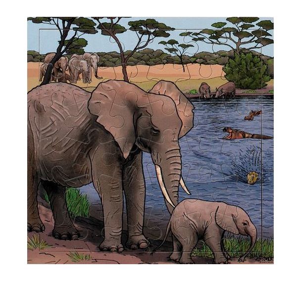 Puzzle éléphants - 36 pièces