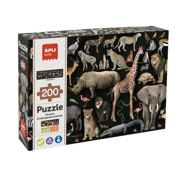 Puzzle géant animaux de la savane en danger 200 pièces