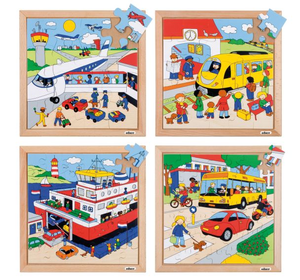Puzzles de transport - ensemble de 4