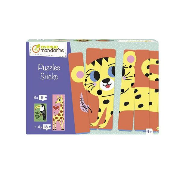 Puzzles sticks carton animaux savane