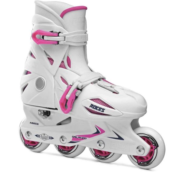 Roller orlando 3 blanc/rose 25-29